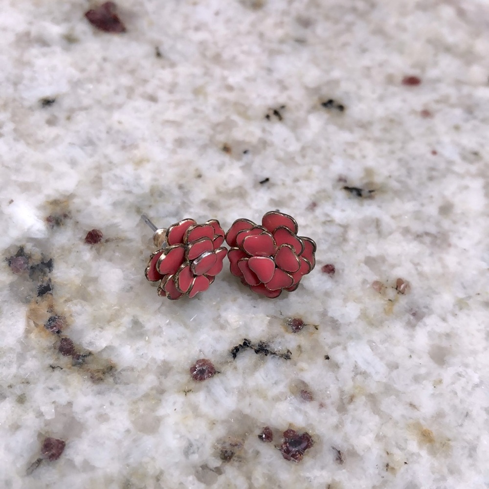 Anthropologie pink flower studs